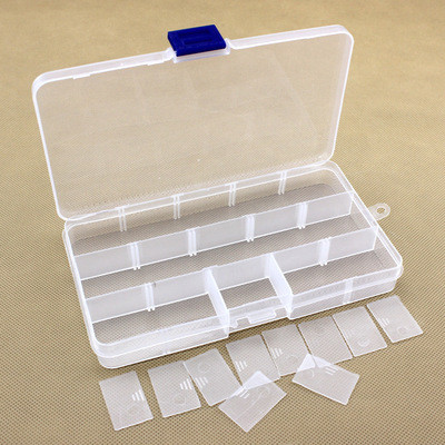 15 слота Регулируема пластмасова риболовна примамка Кутия Кутия за съхранение Калъф за съхранение Преносим органайзер за бижута Кутии за риболовни принадлежности