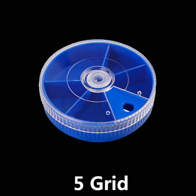 WALK FISH žvejybos įrankių dėžė 5 grotelės / 6 tinkleliai permatoma besisukanti maža laikymo dėžutė Mini žvejybos masalų dėžutė, apvali maži priedai