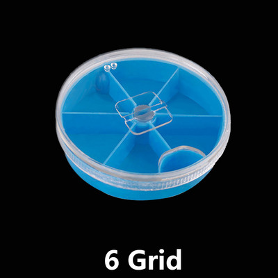 WALK FISH žvejybos įrankių dėžė 5 grotelės / 6 tinkleliai permatoma besisukanti maža laikymo dėžutė Mini žvejybos masalų dėžutė, apvali maži priedai