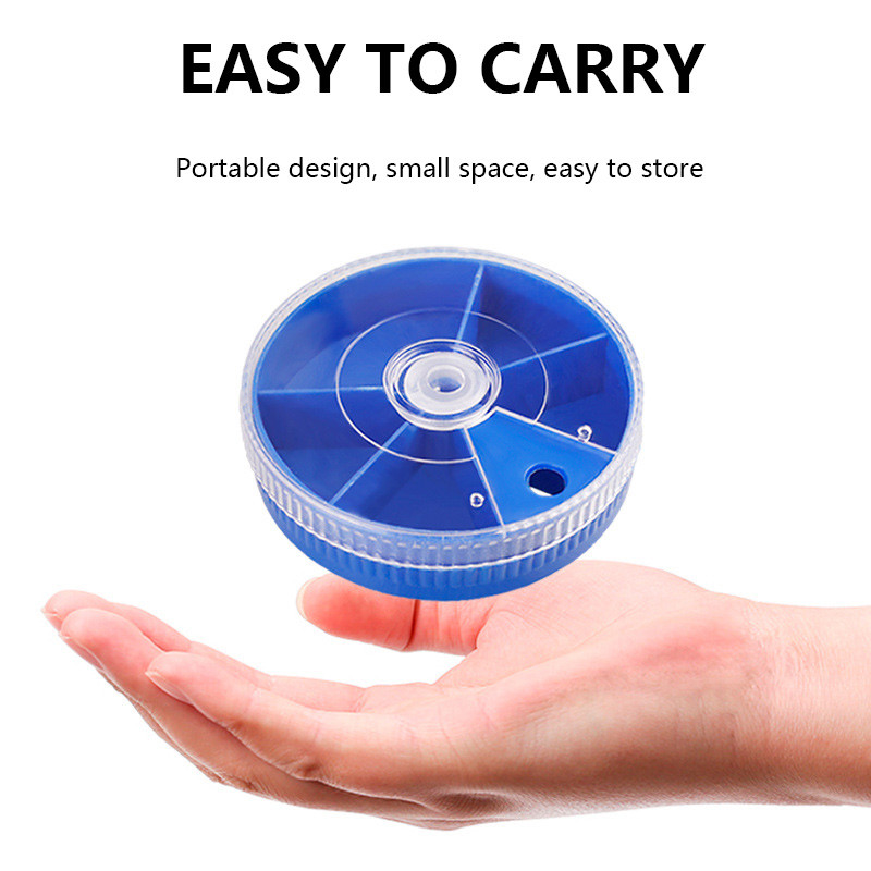 WALK FISH žvejybos įrankių dėžė 5 grotelės / 6 tinkleliai permatoma besisukanti maža laikymo dėžutė Mini žvejybos masalų dėžutė, apvali maži priedai