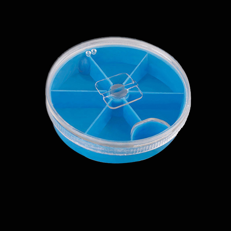 WALK FISH žvejybos įrankių dėžė 5 grotelės / 6 tinkleliai permatoma besisukanti maža laikymo dėžutė Mini žvejybos masalų dėžutė, apvali maži priedai