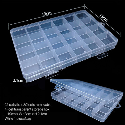 elenxs 8/10/15 Grid Fishing Clear Storage Box Caurspīdīgs zivju āķa organizators plastmasas rotaslietu konteiners