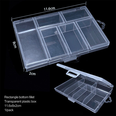 elenxs 8/10/15 Grid Fishing Clear Storage Box Caurspīdīgs zivju āķa organizators plastmasas rotaslietu konteiners