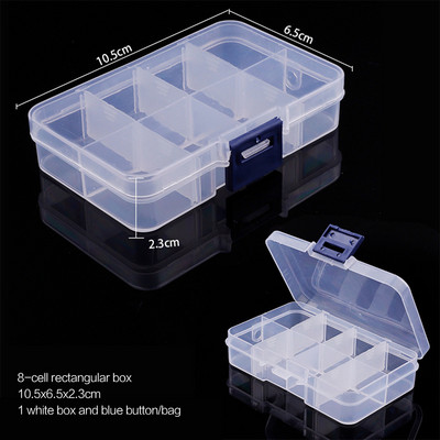 elenxs 8/10/15 Grid Fishing Clear Storage Box Caurspīdīgs zivju āķa organizators plastmasas rotaslietu konteiners