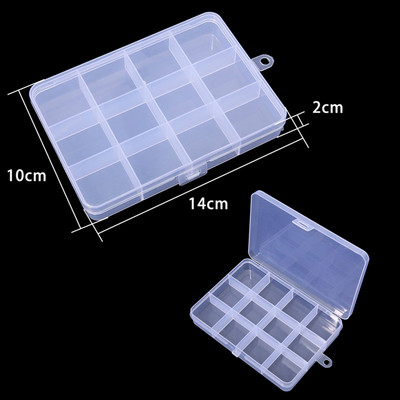 elenxs 8/10/15 Grid Fishing Clear Storage Box Caurspīdīgs zivju āķa organizators plastmasas rotaslietu konteiners