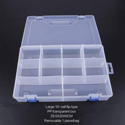 elenxs 8/10/15 Grid Fishing Clear Storage Box Caurspīdīgs zivju āķa organizators plastmasas rotaslietu konteiners