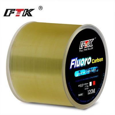 FTK 120m Fluor carbon Linie de pescuit 0.14mm-0.5mm 4.13LB-34.32LB Proces de tratare a acoperirii Suprafață de carbon Linie de pescuit din nailon