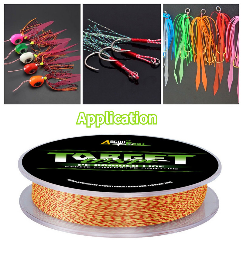 8 Strands PE Braided Assist Hooks Line 30/50M 130-300LB Spot Fishing Line Line Fishing Saltwater DIY Trolling Lure Tied Line