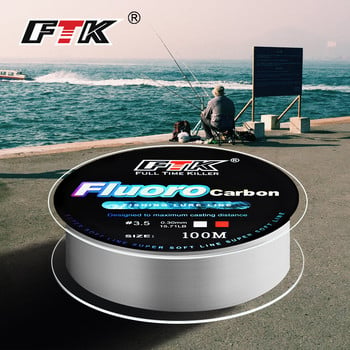 FTK 100m флуоровъглеродно въже за риболовна примамка 4.13-34.32LB 0.14 mm-0.5 mm водач от въглеродни влакна, мека линия, потъващ връх, плаваща линия
