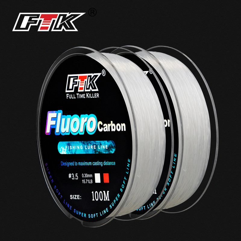 FTK 100 m Fluorocarbon žvejybos masalo valas 4,13-34,32 LB 0,14 mm-0,5 mm anglies pluošto lyderis minkštas valas, kriauklės antgalis, plūduriuojantis valas