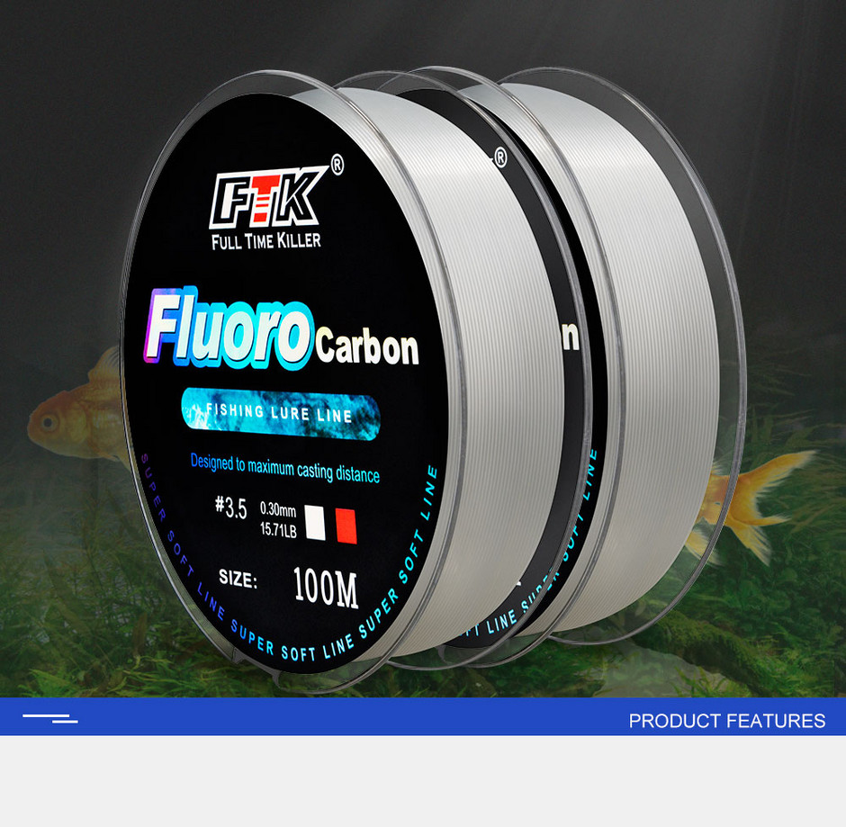 100m Fluorocarbon Fishing Line 4-36lb Carbon Fiber Leader Line Fly
