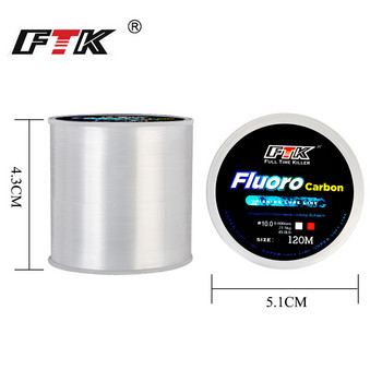 FTK 120m Fishing Line 0,14mm-0,5mm 7,15LB-45LB Nylon Molecules Fluorocarbon Coating Process Επιφάνεια άνθρακα