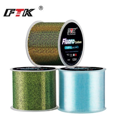 Linie de pescuit FTK 120m fluor carbon 0,14mm-0,50mm 4,13LB-34,32LB Linie de pescuit monofilament cu suprafață de carbon din nailon Bionic Spot