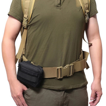 Двуслоен военен EDC пакет Мъжки тактически колан Molle Найлонова торбичка за тазобедрена част Fanny Pack Къмпинг Ловни аксесоари Чанта за помощ