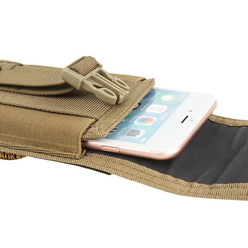 Taktinis mobiliojo telefono dėklas, 4,7 colio užsegamas piniginės kortelės juosmens paketas lauko sportui nailoninis nešiojimo dėklas