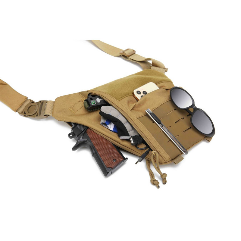Τσάντα Tactical Shoulder Messenger Τσάντα χιαστί Molle Πάνελ κοπής λέιζερ γρήγορης απελευθέρωσης πόρπη μαλακό μαξιλαράκι για υπαίθριο κυνήγι