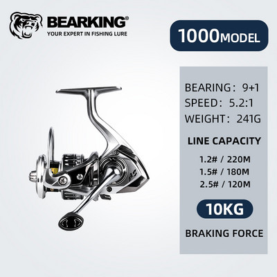 Bränd BEARKING Uus saabumine 9+1BB 5.2:1 merevee püügirulliga 1000-6000 Max Drag 12KG veekindlad rullid