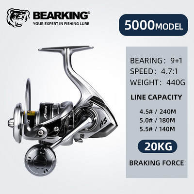 Bränd BEARKING Uus saabumine 9+1BB 5.2:1 merevee püügirulliga 1000-6000 Max Drag 12KG veekindlad rullid