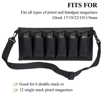 Τσάντα ώμου με 6 κουλοχέρηδες Tactical Pistol Magazine Pouch 9mm Mag Pouch Military Sling Shoulder Bag για σκοποβολή κυνηγιού Airsoft Paintball
