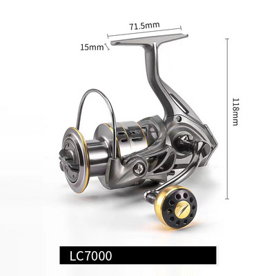 Rola za vrtenje Ultralaka metalna špula za pecanje Lagani pribor s maksimalnim otporom 18 kg Role za dugo bacanje u morskoj vodi 1000-7000Series