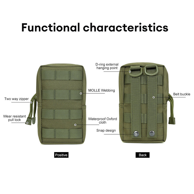 Kültéri taktikai táska Katonai deréktáska Férfi Mobiltelefon tasak Kemping Vadászat Kiegészítők Öv Fanny Pack Utility Army Pack