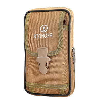 Geantă pentru bărbați cu fermoar multiplu, curea din pânză, pentru telefon mobil portabil