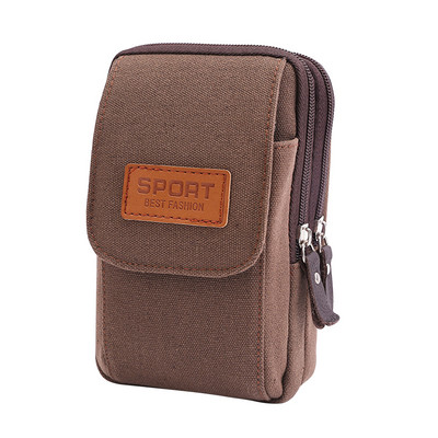 Geantă pentru bărbați cu fermoar multiplu, curea din pânză, pentru telefon mobil portabil
