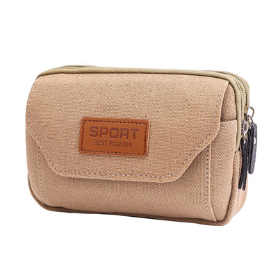 Geantă pentru bărbați cu fermoar multiplu, curea din pânză, pentru telefon mobil portabil