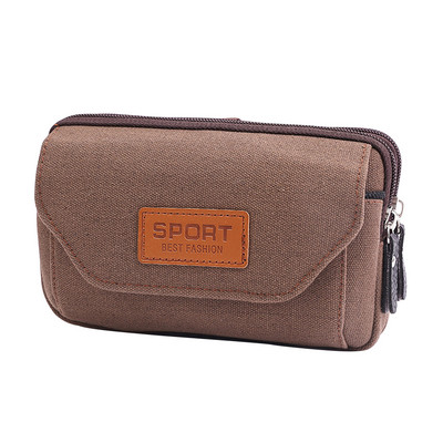 Geantă pentru bărbați cu fermoar multiplu, curea din pânză, pentru telefon mobil portabil