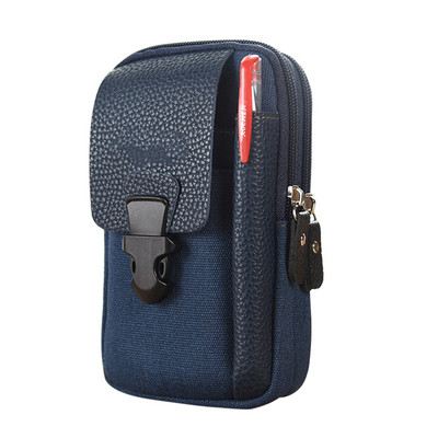 Geantă pentru bărbați cu fermoar multiplu, curea din pânză, pentru telefon mobil portabil
