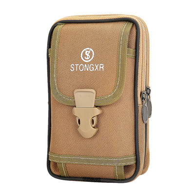 Geantă pentru bărbați cu fermoar multiplu, curea din pânză, pentru telefon mobil portabil