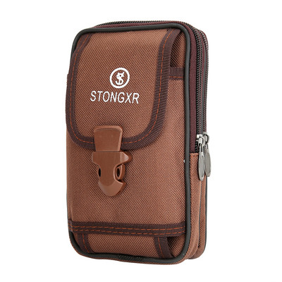 Geantă pentru bărbați cu fermoar multiplu, curea din pânză, pentru telefon mobil portabil