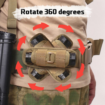 Στρατιωτική θήκη φακού 360 μοιρών Tactical Molle Pouch Υπαίθριο Κάμπινγκ Κυνήγι Περιστρεφόμενη Σκοποβολή Φορητή θήκη EDC Tool Bag