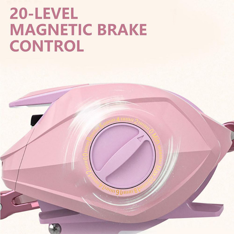 Rožinė žvejybos masalų ritė 3+1bb magnetinių stabdžių sistemos žvejybos ritės pavaros santykis 7,2:1 kairioji ir dešinė itin lengva žvejybos ritė