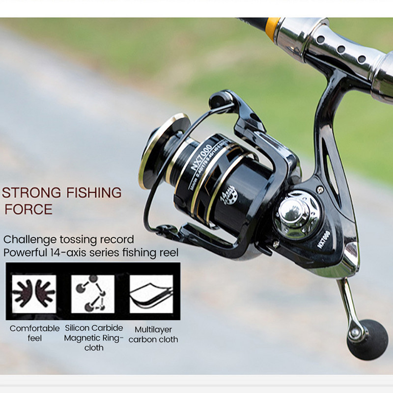 Visos metalinės žvejybos ritės 2000-7000 serijos verpstės, cinko lydinio žvejybos įrankių svirtis su storu svaidomuoju meškerės deriniu