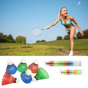 12PCS Цветни топки за бадминтон Преносима игра за спортно обучение на закрито Стабилност при летене Издръжливи топки Найлонови волани
