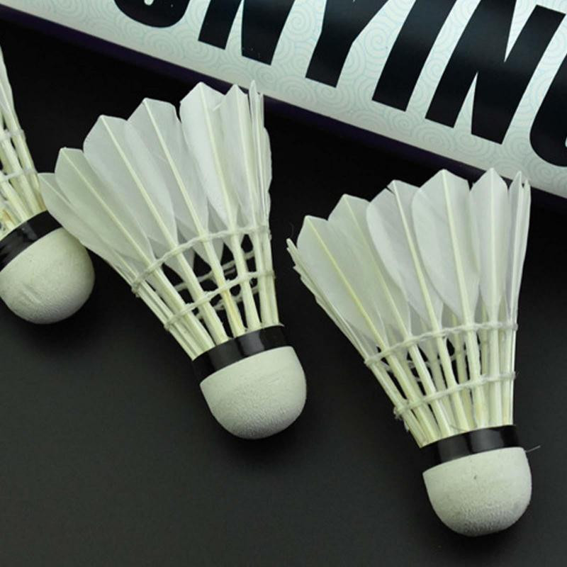 Volani de badminton din pene de rață, 12 buc, cu cap de spumă, reutilizabile, foarte stabile, păsări de badminton pentru avansați, începători