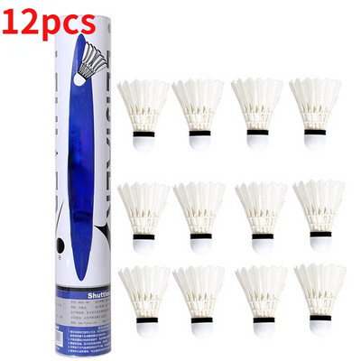 12 τεμάχια/παρτίδα Ανθεκτικές μπάλες μπάντμιντον με φτερά πάπιας Στρόφιγγες με φτερό πάπιας Λευκό για προπόνηση Παιχνίδι Αθλητική Προπόνηση Άσκηση