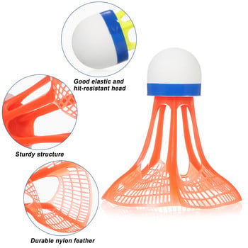 3 бр. Найлонови волани Издръжливи пластмасови волани за бадминтон Вътрешен спорт на открито Топки за бадминтон Ветроустойчива волана