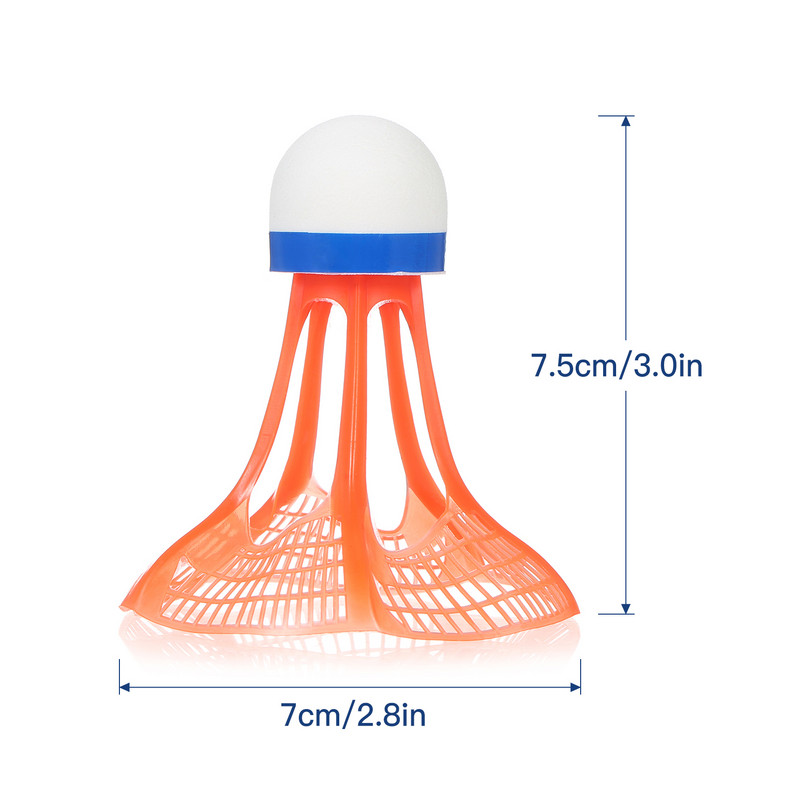 3 vnt. nailoniniai šaudyklai, patvarūs plastikiniai badmintono šaudyklai Vidaus lauko sportiniai badmintono kamuoliai, vėjui atsparūs