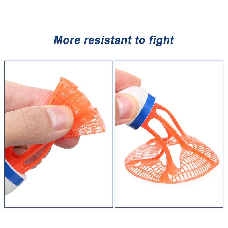 3 vnt. nailoniniai šaudyklai, patvarūs plastikiniai badmintono šaudyklai Vidaus lauko sportiniai badmintono kamuoliai, vėjui atsparūs