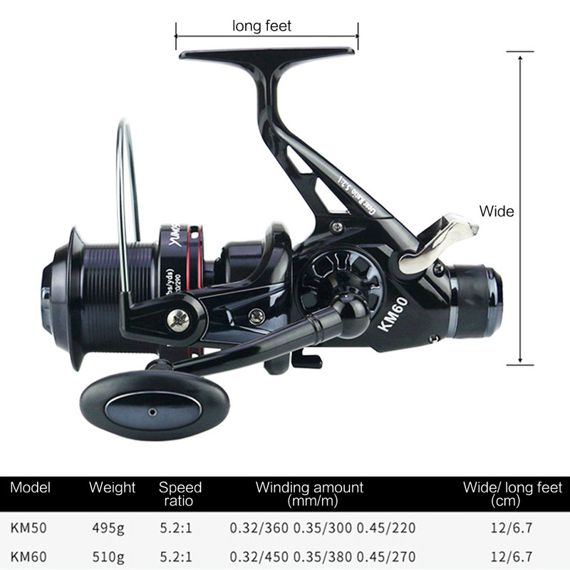 HLUR žvejybos ritė KM 5000 KM6000 metalo ritės sukimo ratas lauke, gėlo vandens upėje, jūros vandens mėtymas