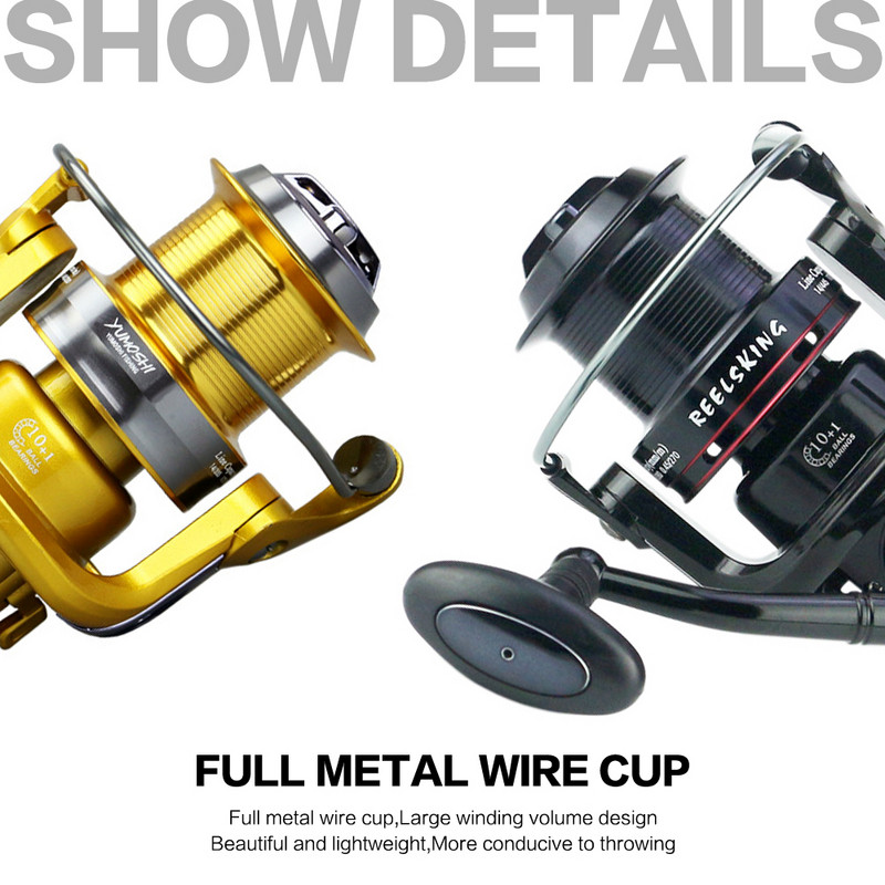 HLUR žvejybos ritė KM 5000 KM6000 metalo ritės sukimo ratas lauke, gėlo vandens upėje, jūros vandens mėtymas