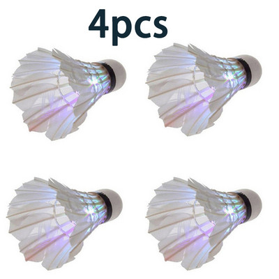 4 tk Sulgpall Dark Night LED helendavad Shuttlecock valgustuspallid sise-välispordi jaoks JAN88