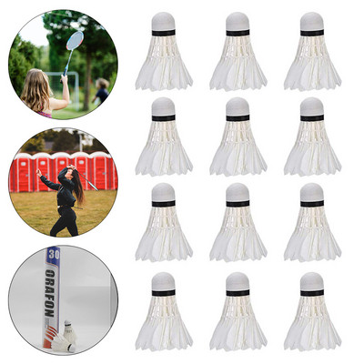 12 vnt/sl. Badmintono žąsies plunksnos Shuttlecock patvarus badmintono kamuolys, skirtas treniruotėms
