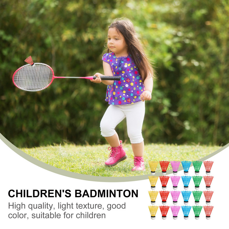 24 bucăți volan din plastic, joc de badminton colorat, volan cu bilă, greutate ușoară