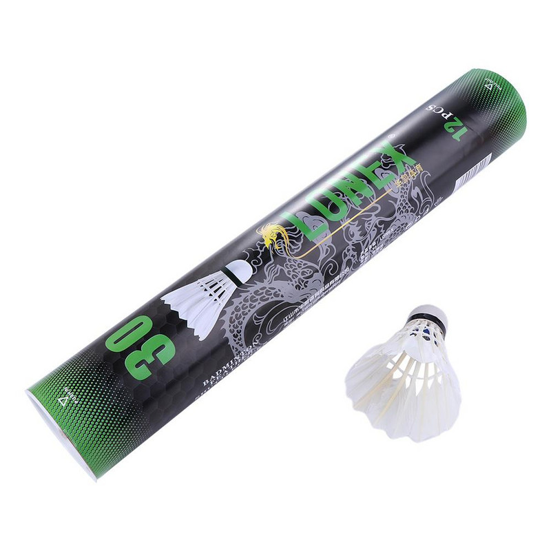 12 vnt., žąsų plunksnų, badmintono lauko sportinių šaudyklių, baltos, treniruočių žaidimui, skraidymo stabilumo, patvarūs kamuoliai