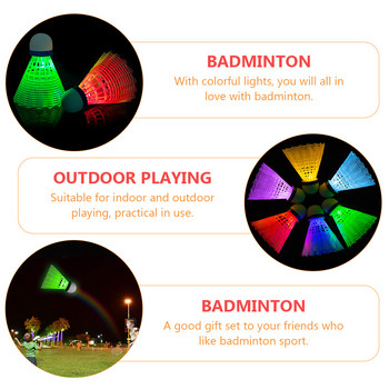 LED Badminton Shuttlecocks Dark Night Glow Badminton Birdies 6Pc- Lighting Badminton Balls for Outdoor & Indoor Sports Activity