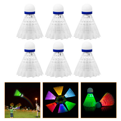 LED Badminton Shuttlecocks Dark Night Glow Badminton Birdies 6Pc- Lighting Badminton Balls for Outdoor & Indoor Sports Activity