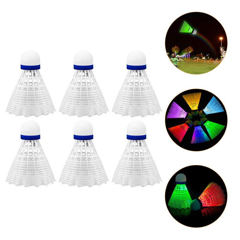 LED Badminton Shuttlecocks Dark Night Glow Badminton Birdies 6Pc- Lighting Badminton Balls for Outdoor & Indoor Sports Activity